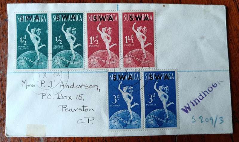 SWA cover 1949 with overprint pairs to Pearston via Cookhouse