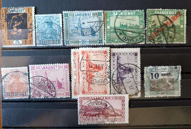 Germany Saargebiet lot of 12 used stamps 1920 to 1930