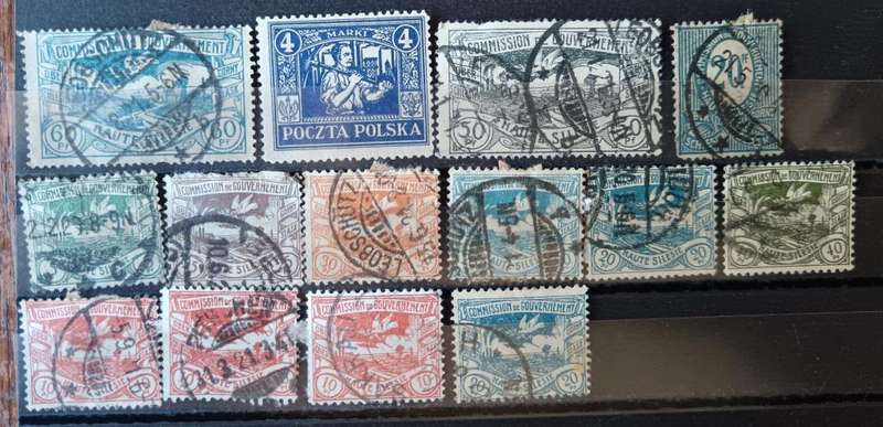 Germany Upper Silesia lot of 14 stamps 1920 to 1922
