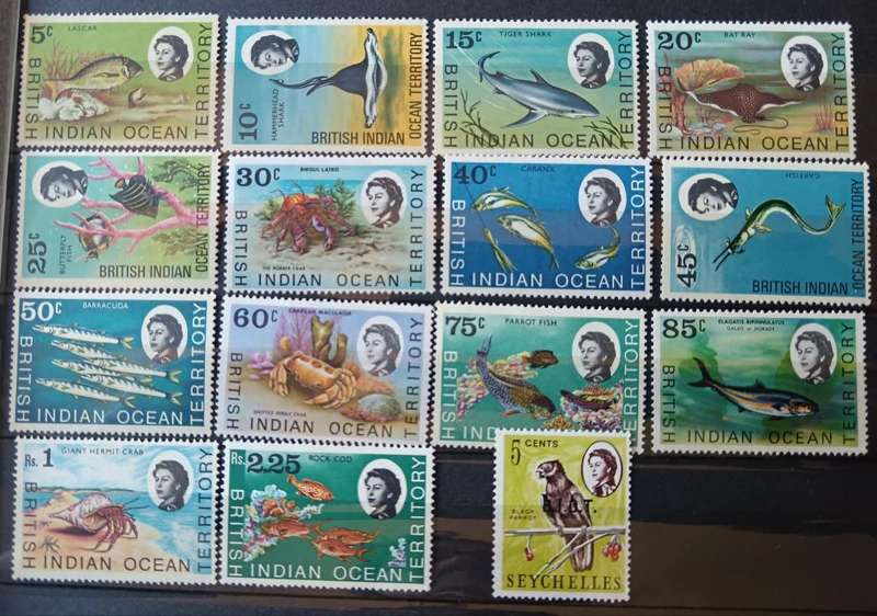 British Indian Ocean 1968 to 1970 lot of 15 MH stamps