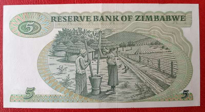 Zimbabwe $5 1994 UNC note - Series BA-S - rare Type B