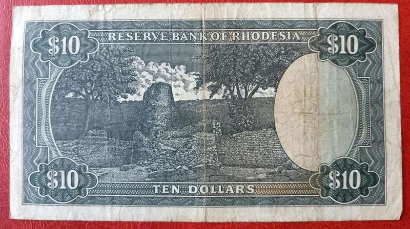 Rhodesia $10 1975 used