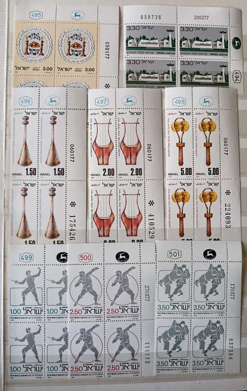 Israel 1977 set of 38 MNH plate blocks of 4
