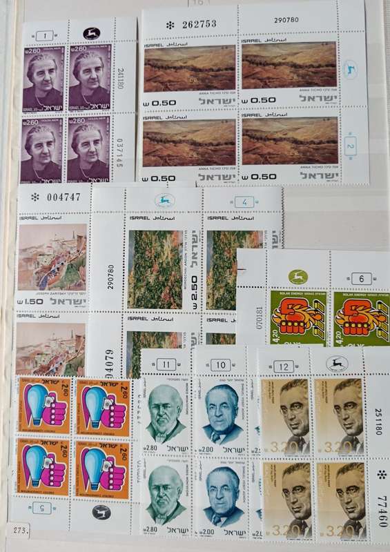Israel 1981 lot of 30 MNH plate blocks of 4 + tab strip of 3