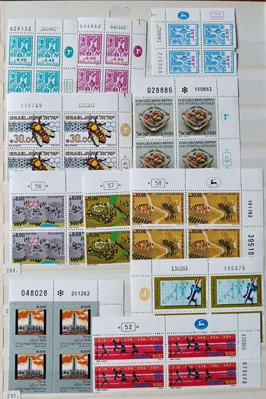 Israel 1983 set of 30 MNH plate blocks of 4