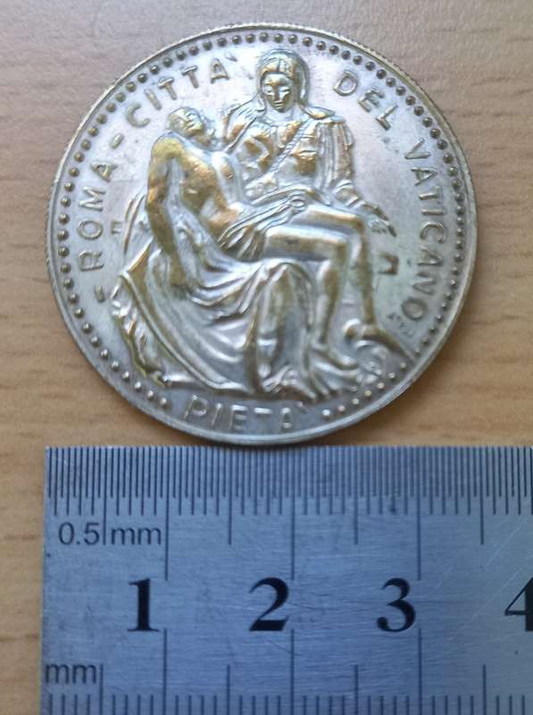 Pope John Paul II Vatican medallion Pieta - Mary cradling Jesus