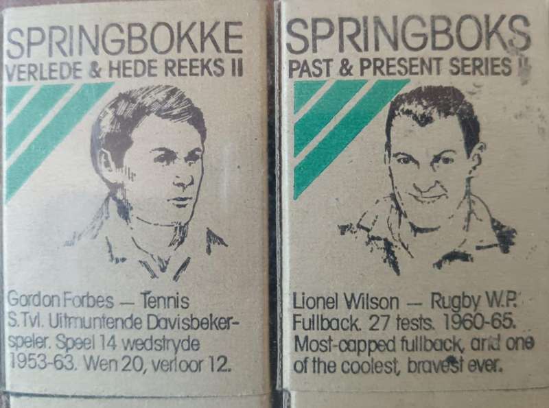 Collection of 18 Springbok matchboxes Springboks Past & Present Series II