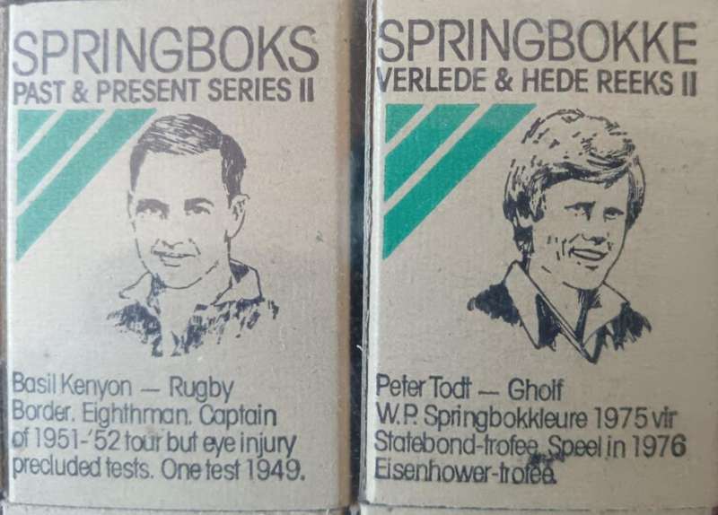 Collection of 18 Springbok matchboxes Springboks Past & Present Series II