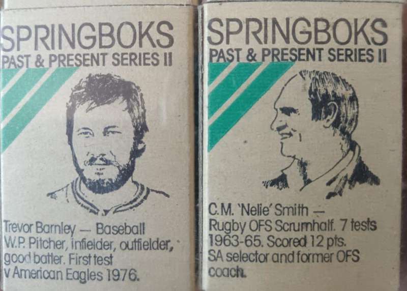 Collection of 18 Springbok matchboxes Springboks Past & Present Series II