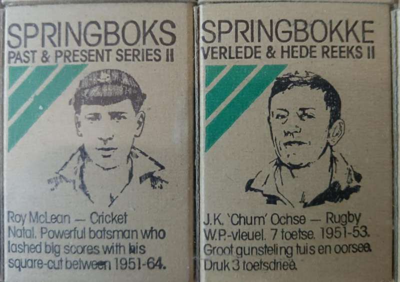 Collection of 18 Springbok matchboxes Springboks Past & Present Series II