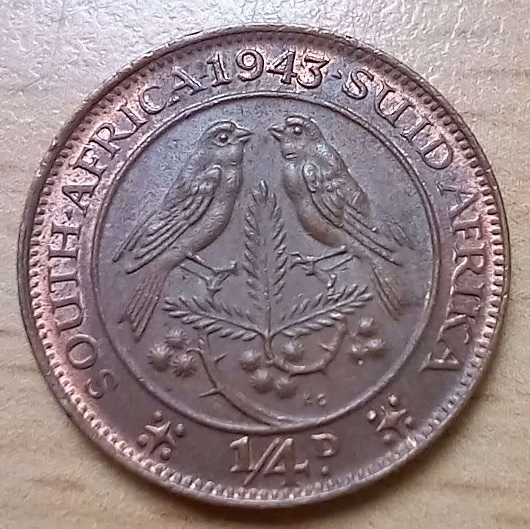 1943 farthing aUNC toned cracked die