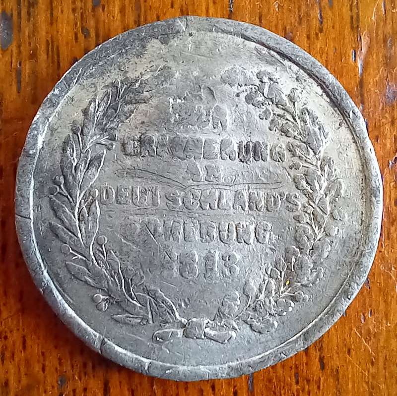 Rare German General Friderich Karl von Tettenbom lead medallion 1813 bent