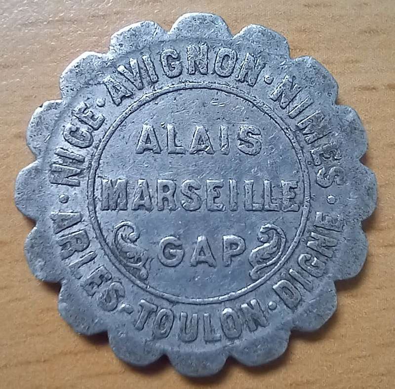 French 10 Centimes token 1921 - Marseille aluminuim