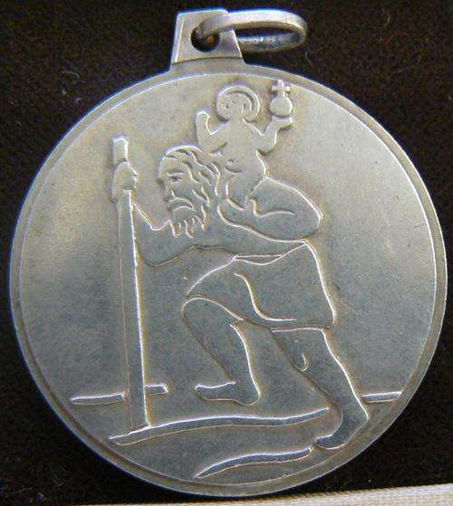 Silver pendant, St Christopher