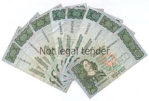 South Africa R10 8 notes (6 G De Kock and 2 Stals) - bid per note to take all