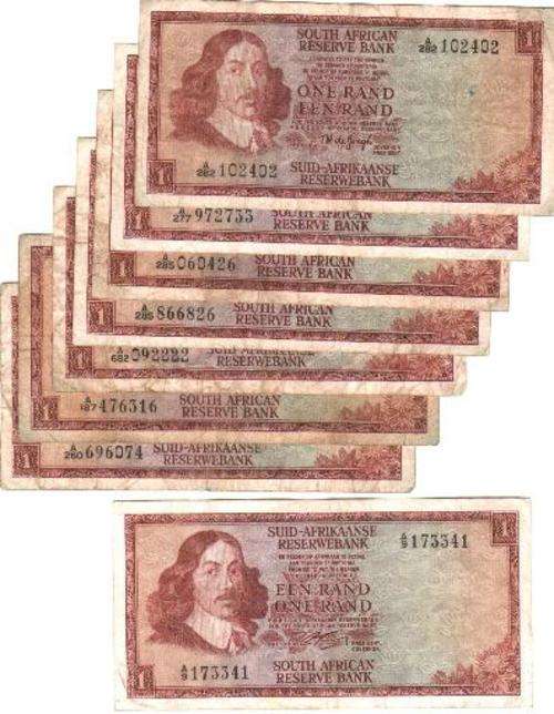 SA R1 notes x8 (7 de Jongh & 1 Rissik) - bid per note to take all