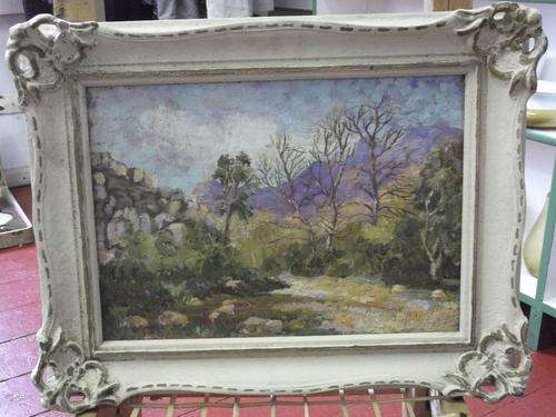 No name, Veld Scene - oil with vintage frame