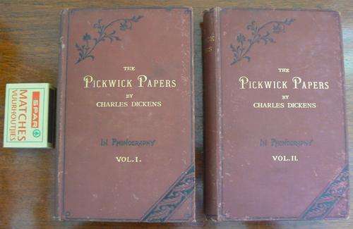 Dickens The Pickwich Papers 2 volumes in Phonography (shorthand) - Published by Pitman 1890