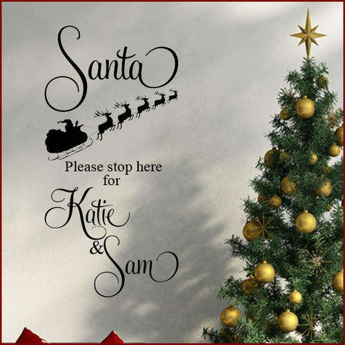 Christmas Santa stop here decal- Free Shipping!!