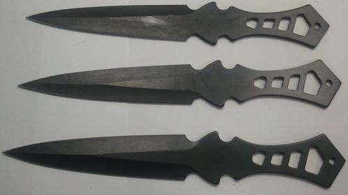 throwing knife set of 3 black + pouch