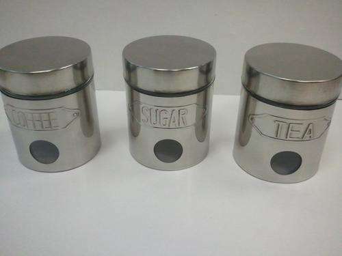 Glass Storage Bottles, Tea, Coffee, Sugar 3set
