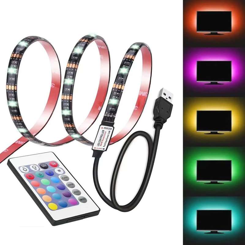 2M USB RGB LED 5050 Strip Light 16 Colours With Remote Control