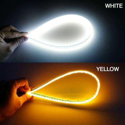 2 x 60cm Ultra Thin Double Color LED Strip DRL Flowing Turn Signal Light