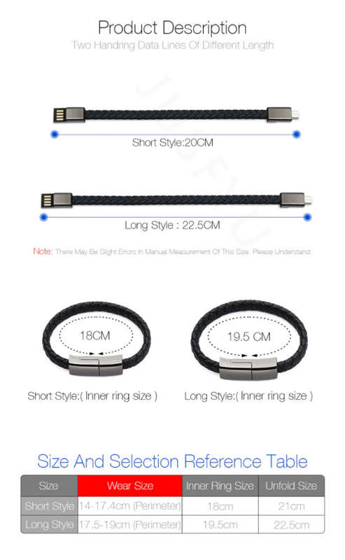 USB Charger - USB Bracelet Charger Real Leather - Data Charging Cable
