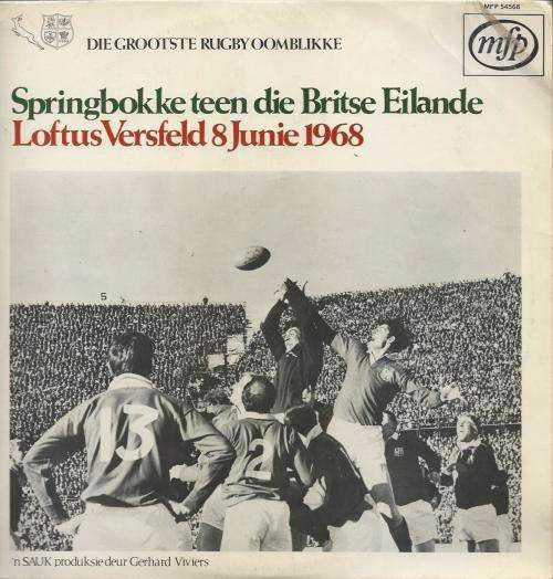 Springbokke teen die Britse eilande. Loftus Versfeld, Pretoria, 8 Junie 1968. Plaat, vinyl LP.