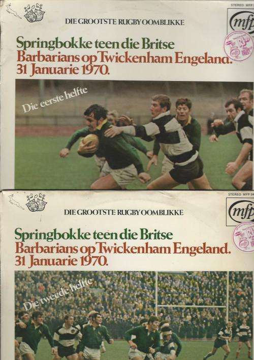 Rugby. Springbokke teen Britse Barbarians. Twickenham, 31 Jan 1970. 2 Plate.