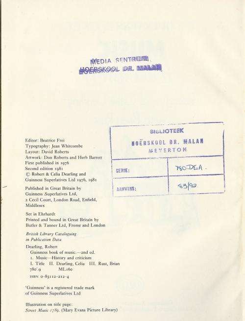 Guinness Book of Music - Dearling and Rust.