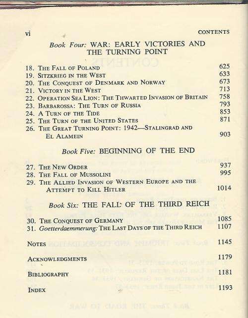 The Rise and Fall of the Third Reich - William L Shirer.  Hardcover.