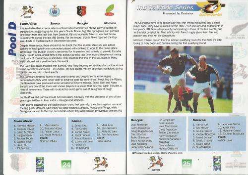 Rugby Program: IRB World 7`s. 18-19 Nov 2000. Durban.