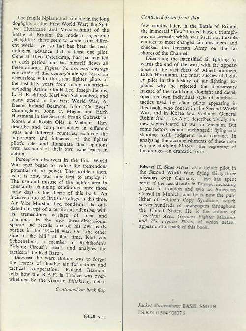 Fighter Tactics and Strategy 1914-1970.  Edward H Sims.