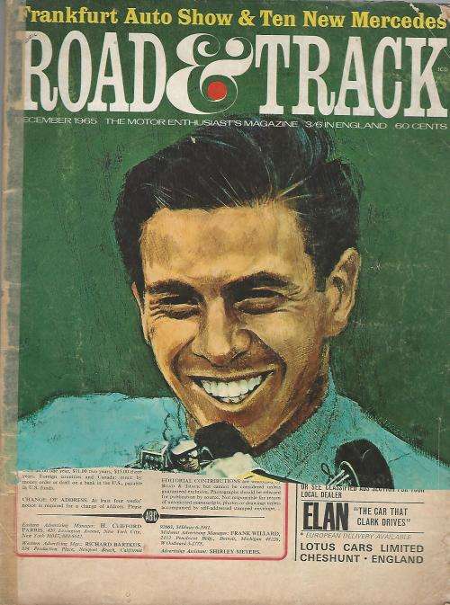 Road and Track. Magazine. Dec 1965. VW 1300 Beetle. Jim Clark, Colin Chapman.