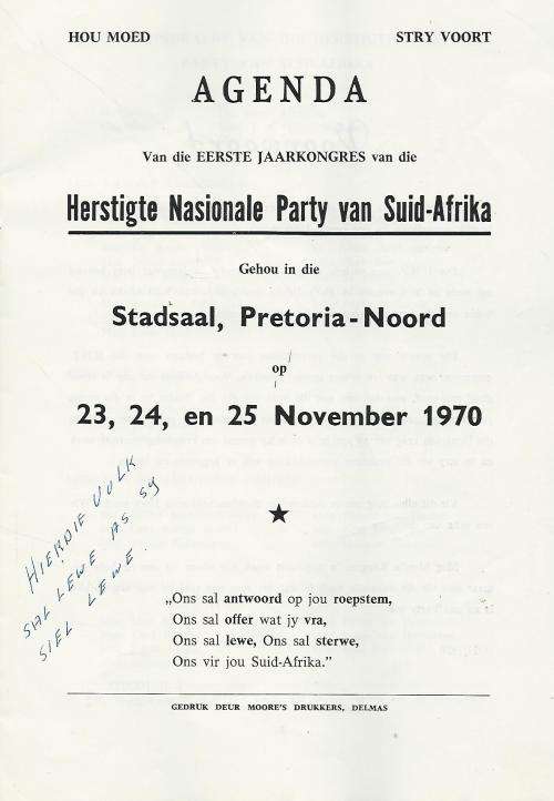 HNP 1970. 1ste Jaarkongres.