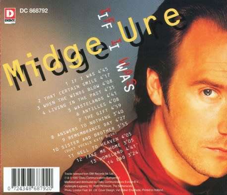 Midge Ure. If U Was. CD. Import. DC868792.