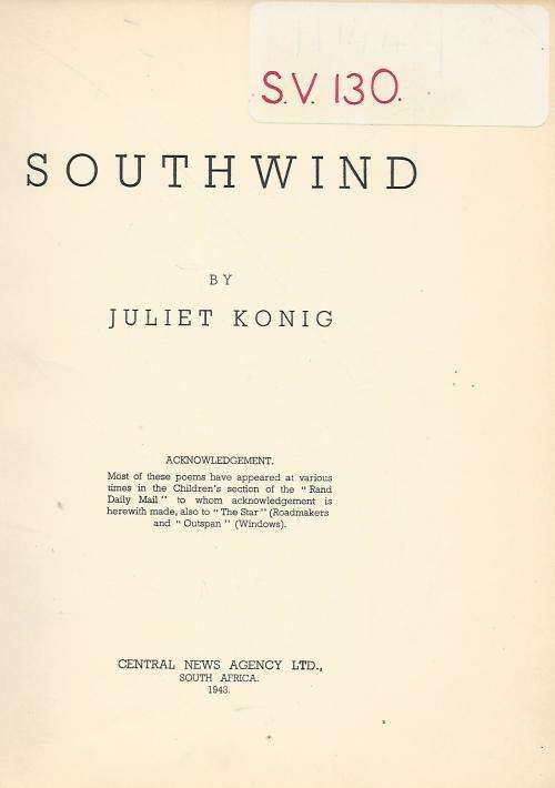 South Wind. Juliet Konig. Beautiful verses