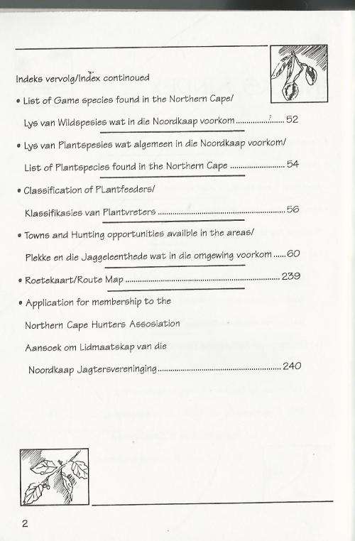 Noordkaap Jagtersvereniging. Jaggids 1995 Hunting Guide. Bilingual.