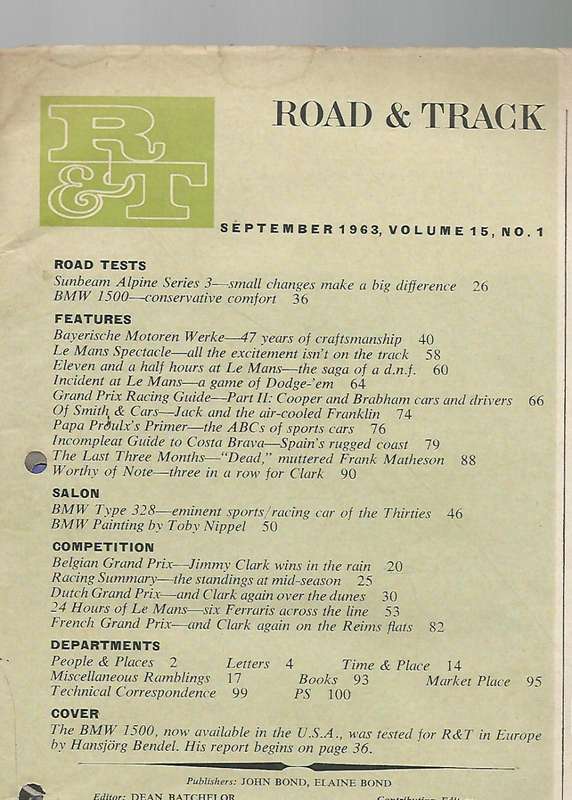 2 Road and Track. Magazines. June 1966 & Sept 1963. Price is for both.
