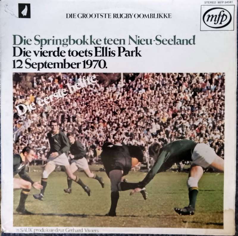 Springbokke teen Nieu-Seeland. 4de Toets - 1ste en 2de Helfte. Rugby. 2 LP Plate .