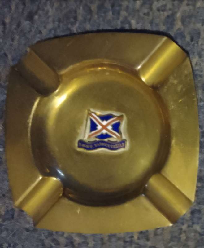 Vintage Union Castle Line Brass Ash tray. RMMV Warwick Castle.