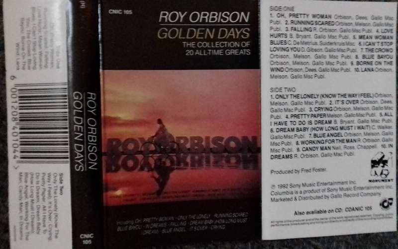 Roy Orbison. Golden Days. Cassette.  CNIC 105.