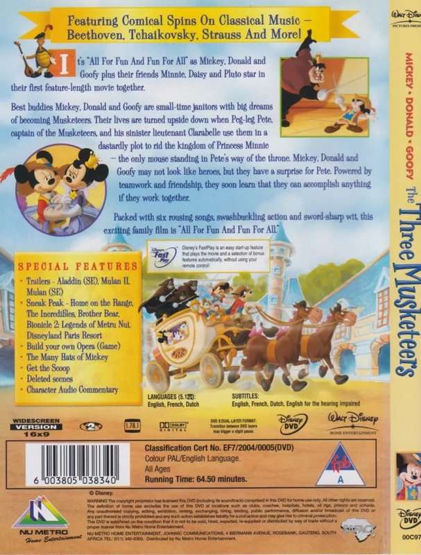 The Three Musketeers. Mickey, Donald, Goofy. (DVD)