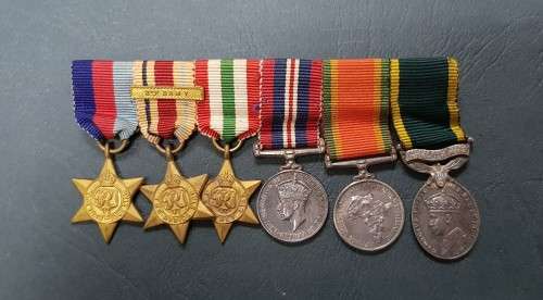 WWII miniature group of medals with S.A. Efficiency Medal