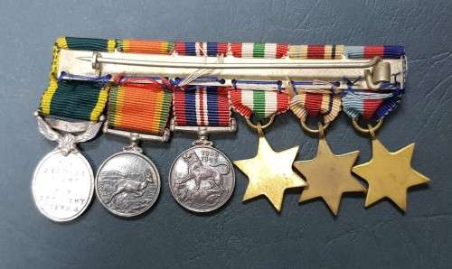 WWII miniature group of medals with S.A. Efficiency Medal