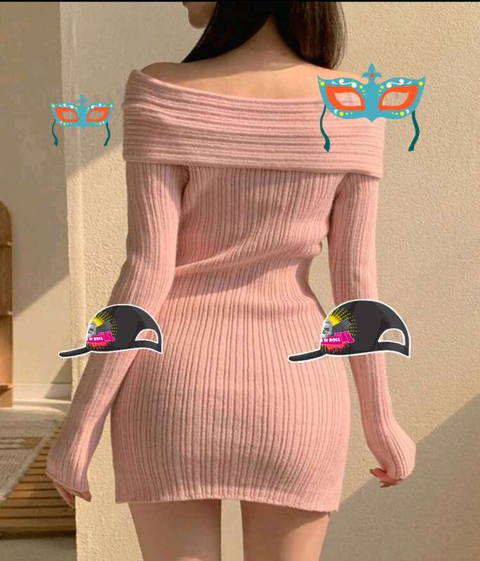 Off Shoulder Long Sleeve Knit Dress