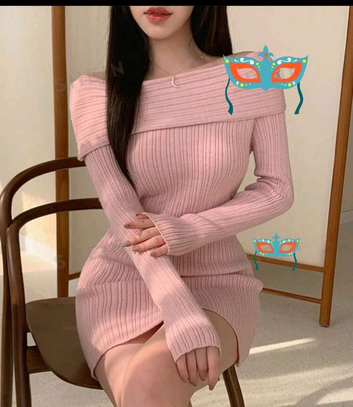 Off Shoulder Long Sleeve Knit Dress