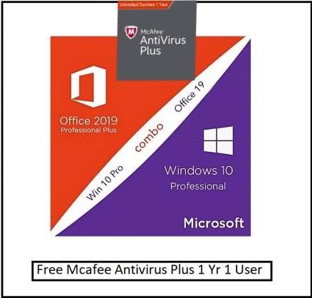 Combo MS Windows 10 Pro - MS Office 2019 Pro Plus - McAfee Antivirus 2019 1yr