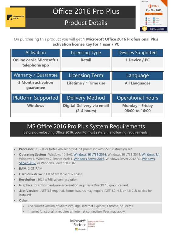 Office 2016 Professional Plus | Lifetime License | Single activation